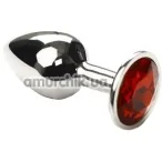 Анальна пробка з червоним кристалом SWAROVSKI Silver Ruby Small, срібна - Фото №1