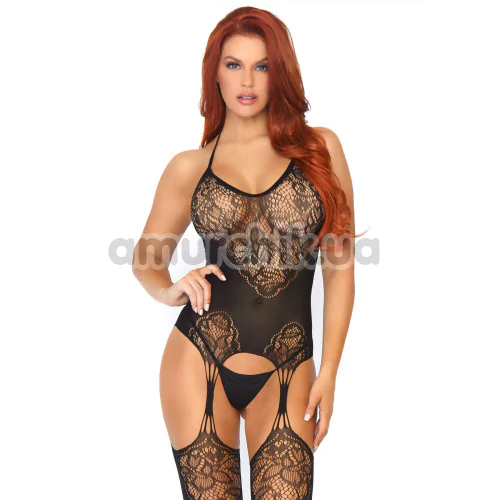 Комбинезон Leg Avenue Jacquard Net Bodystocking, черный