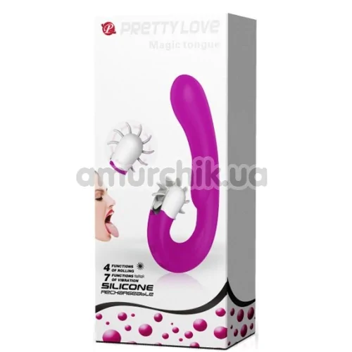 Вібратор клиторальный і точки G Pretty Love Magic Tongue, фіолетовий