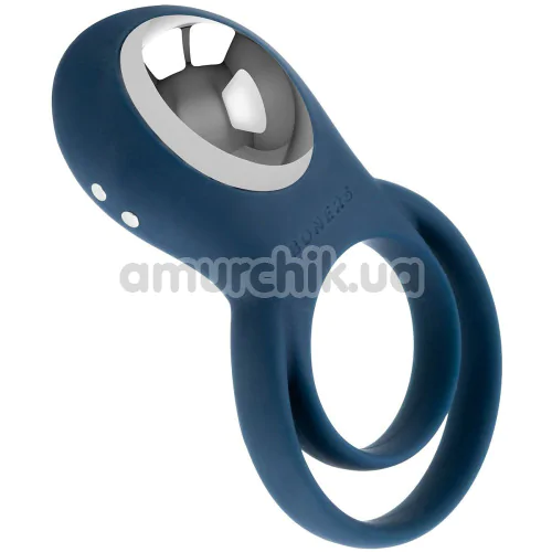 Виброкольцо для члена Boners Vibrating Double Cock Ring, синее