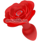 Анальна пробка з вібрацією і ротацією Boss Series Rotating Butt Plug Flower, червона - Фото №1