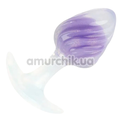 Анальная пробка Univibe Glow-In-Dark Ribbed S, фиолетовая