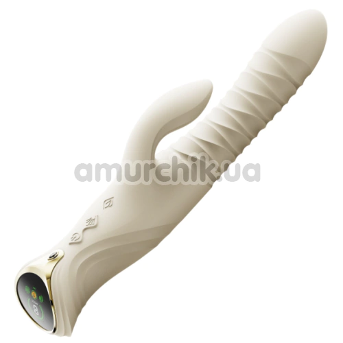 Вібратор з поштовхами і підігрівом Zalo Mose 2 Rabbit Thruster, білий