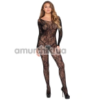 Комбінезон Leg Avenue Crotchless Fishnet Bodystocking Flower, чорний - Фото №1