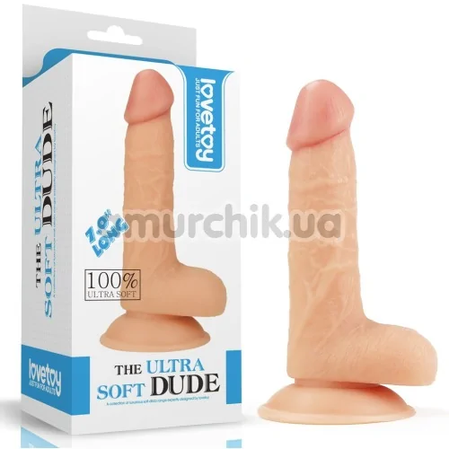 Фалоімітатор з мошонкою Lovetoy The Ultra Soft Dude 7, тілесний