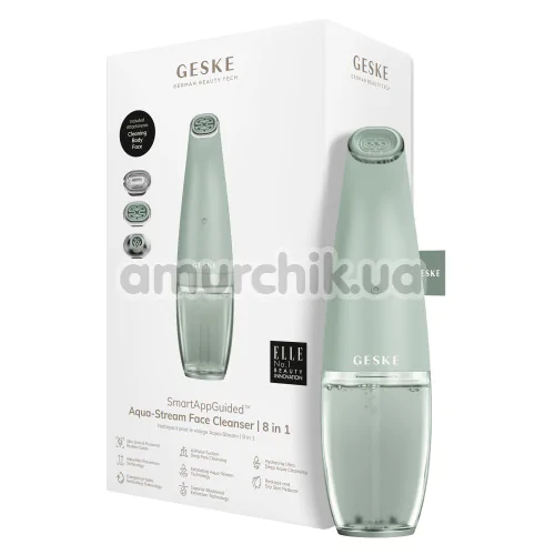 Пристрій для очищення шкіри обличчя Geske Aqua-Stream Face Cleanser 8 in 1, зелений