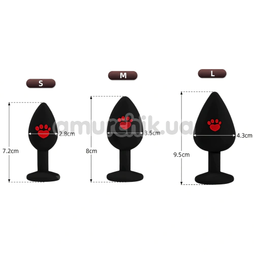 Анальная пробка с розовым кристаллом Alume Silicone Heart Paw Plug S, розовая