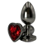Анальна пробка з червоним кристалом Alume Metal Heart Plug M, чорна - Фото №2