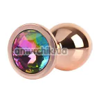 Анальная пробка с радужным кристаллом Matrix Mont Rose Gold Gem Metal Plug M, золотая - Фото №1