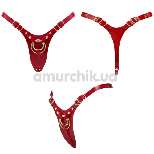 Трусики для страпона Strap-On-Me Leatherette Harness Fabulous, красные