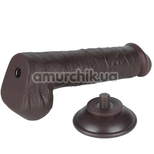 Фаллоимитатор Sliding-Skin Dual Layer Dong 8 с маленькой мошонкой, коричневый