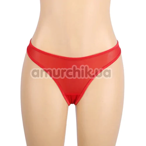 Комплект Star Night High Waisted Vintage Garter Set, красный: трусики-стринги + пояс для чулок