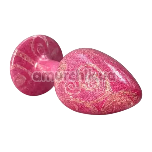 Анальна пробка з рожевим кристалом Alume Marbled Metal Plug S, рожева