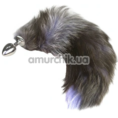 Анальная пробка с серым хвостом Runyu S, серебряная - Фото №1