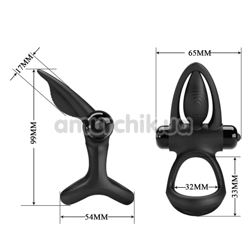 Виброкольцо для члена Pretty Love Vibration Cock Ring, черное