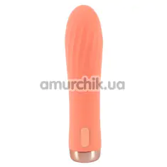 Вибратор Peachy Mini Ribbed Vibrator, оранжевый - Фото №1