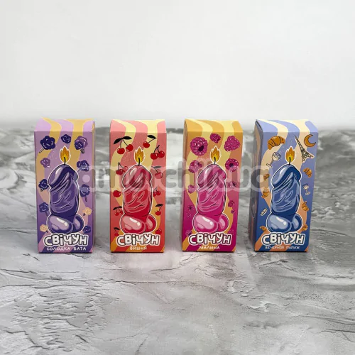 Свеча в виде пениса VidDushi Свечун - вечерний Париж, синяя