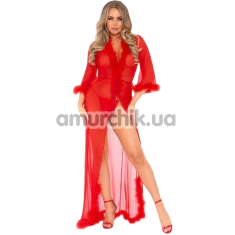Комплект Leg Avenue Marabou Trimmed, красный: пеньюар + трусики-стринги - Фото №1