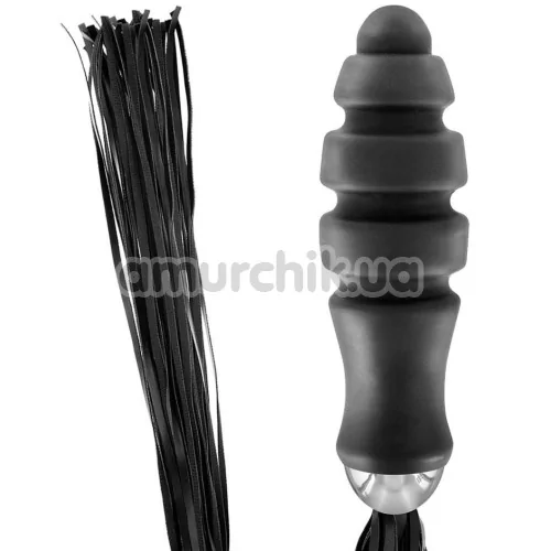 Флоггер с анальной пробкой Fetish Tentation Whip with Ogive Handle, черный