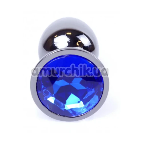 Анальна пробка з синім кристалом Exclusivity Jewellery Dark Silver Plug, срібна