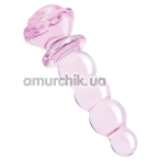 Анальная пробка Glaze Glass Rosebud Beaded Plug 5.5, розовая - Фото №1