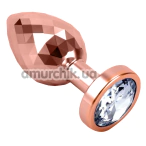Анальна пробка з прозорим кристалом Seamless Butt Plug Starting Large, рожево-золота - Фото №1