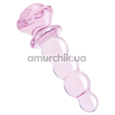 Анальна пробка Glaze Glass Rosebud Beaded Plug 5.5, рожева - Фото №1