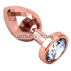 Анальна пробка з прозорим кристалом Seamless Butt Plug Starting Large, рожево-золота - Фото №1