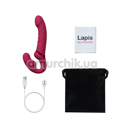 Безремневой страпон с вибрацией Lovense Lapis, розовый