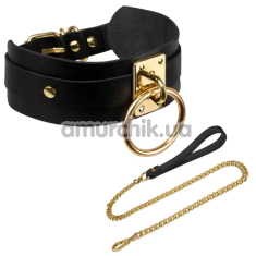Ошейник с поводком Kinky Diva Collar Me! O-Ring Collar + Luxury Leash, черный - Фото №1
