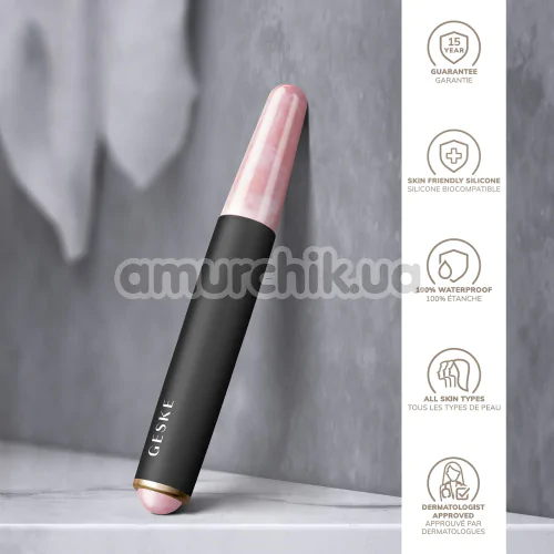 Ручка-массажер для лица Geske Double-Sided Rose Quartz Depuffing Pen 7 in 1, серый