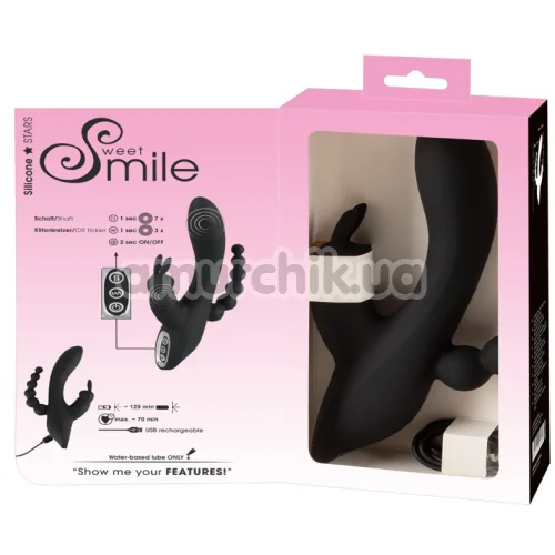 Анально-вагинально-клиторальный вибратор Smile Triple G-Spot, черный