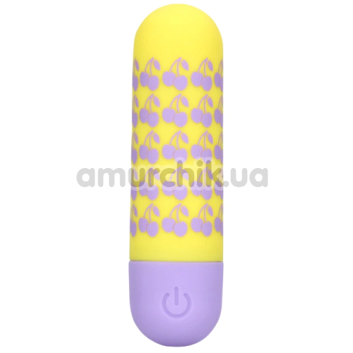 Кліторальний вібратор Shots S-Line Sweet Vibrating Pussy Bullets I Cherryish You, жовтий - Фото №1