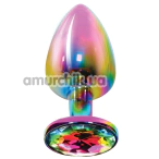Анальна пробка з мультикольоровим кристалом Anal Play Rainbow Booty Jewel Large, мультикольорова - Фото №1