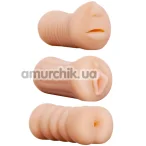 Набір з 3 мастурбаторів Realstuff Lifelike Stroker Set, тілесний - Фото №1