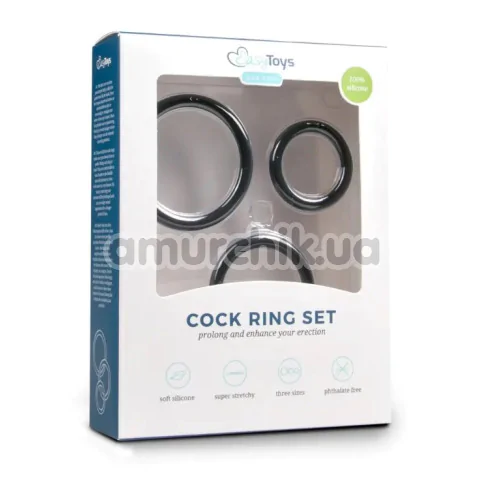 Набір ерекційних кілець для члена Easy Toys Men Only Cock Ring Set, чорний