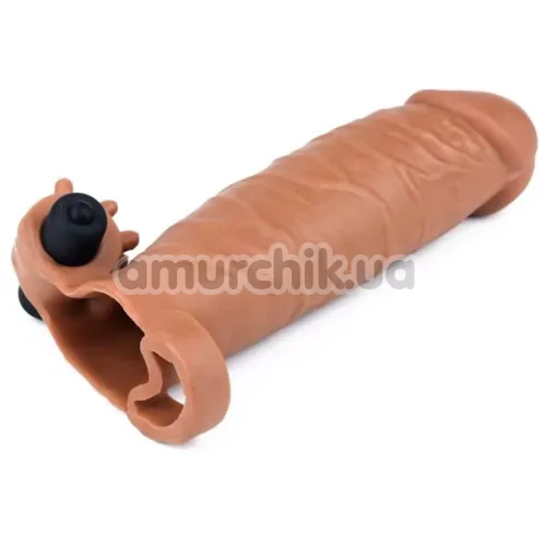 Насадка - удлинитель пениса с вибрацией Lovetoy Pleasure X-Tender Series LV1061, коричневая