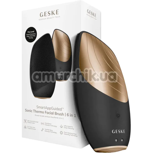 Ультразвукова щітка для обличчя Geske Sonic Thermo Facial Brush 6 in 1, cіро-золота