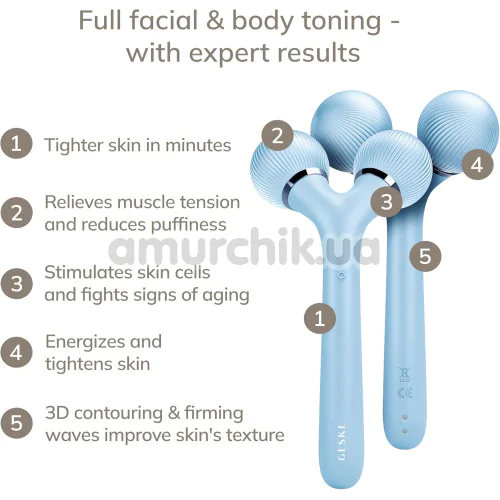 Ультразвуковий масажер Geske Sonic Facial & Body Roller 4 in 1, блакитний