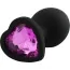 Анальна пробка з рожевим кристалом Silicone Jewelled Butt Plug Heart Small, чорна - Фото №1