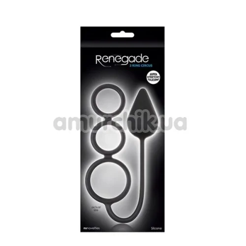 Анальна пробка з ерекційним кільцем Renegade 3 Ring Circus, чорна