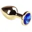 Анальна пробка з синім кристалом SWAROVSKI Gold Sapphire Middle, золота