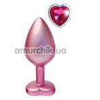 Анальна пробка з рожевим кристалом Gleaming Love Pearl Pink Plug Heart S, рожева - Фото №1