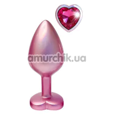 Анальная пробка с розовым кристаллом Gleaming Love Pearl Pink Plug Heart S, розовая - Фото №1
