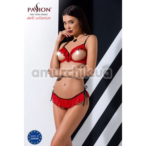 Комплект Passion Free Your Senses Cherry, червоний: бюстгальтер + трусики-стрінги