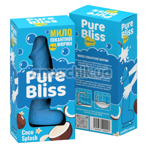 Мило у вигляді пеніса з присоскою Pure Bliss Big Coco Splash - кокос, блакитне