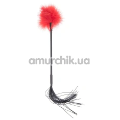 Флоггер с перышком для ласк DS Fetish Flogger With Fluff, красный - Фото №1