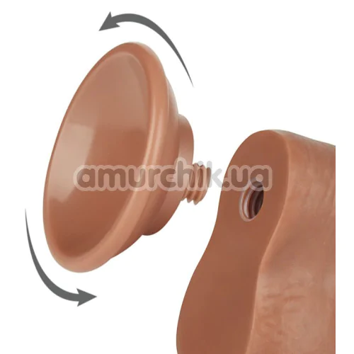 Фаллоимитатор Sliding-Skin Dual Layer Dong 8 с мошонкой, светло-коричневый