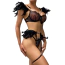 Комплект Star Night Sensual Feather & Chains, черный: бюстгальтер + трусики-стринги + пояс для чулок + гартеры - Фото №15