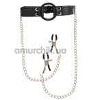 Кляп с зажимами для сосков Behave! Luxury Fetish Breathable O-Ring Gag With Nipple Clamps, черный - Фото №1